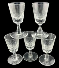 5 Edinburgh Crystal Cordial Stem Glasses Appin Cut Pattern 3” Scotland