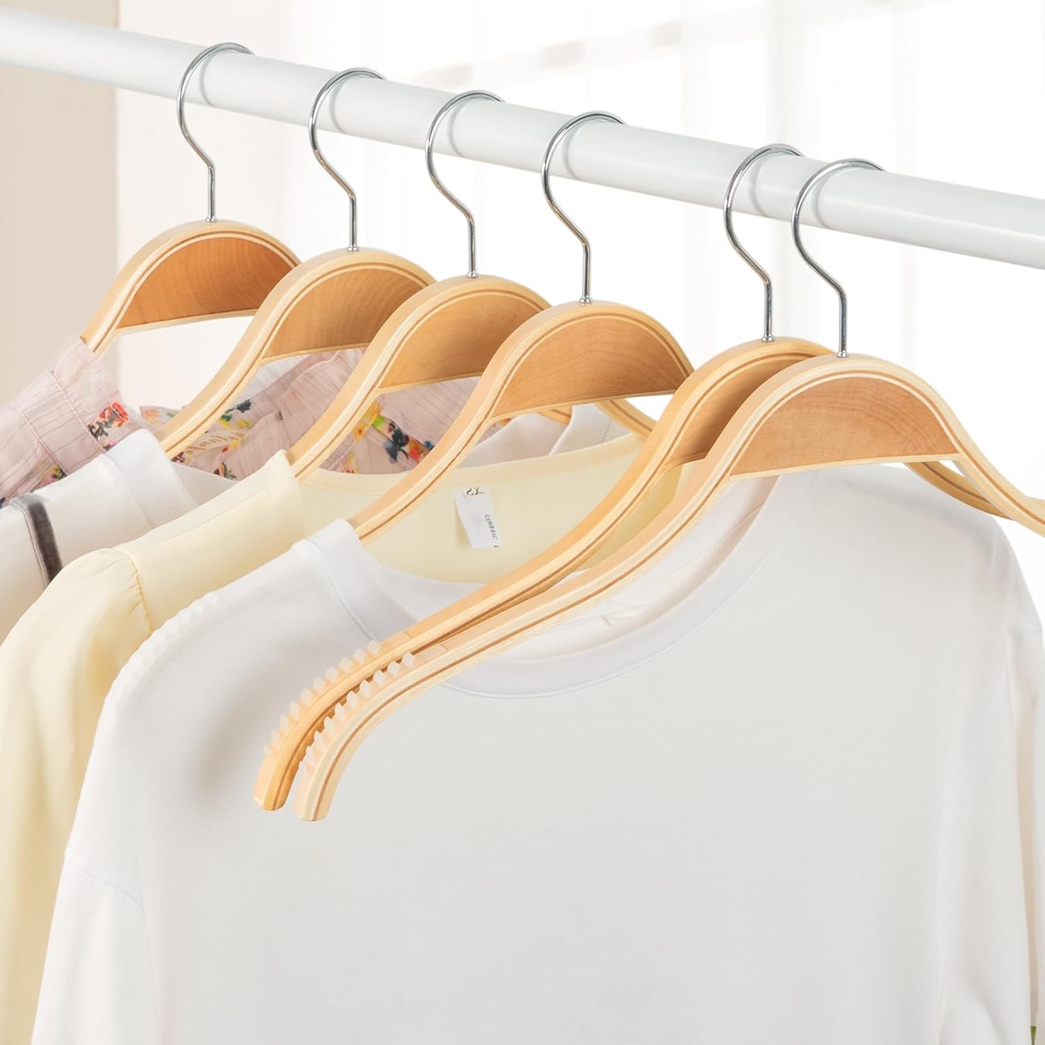 TOPIA HANGER Slim Natural Wood Hangers with Extra Soft 10 PCS, 