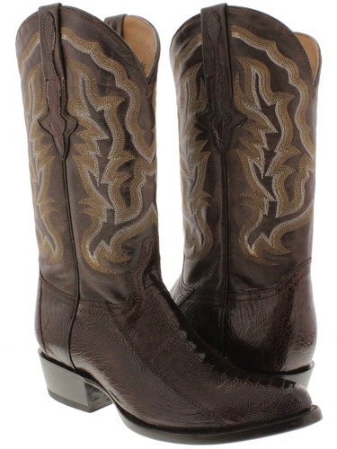 Botas vaqueras para hombre Western marrón piel de pierna de avestruz redondas talla 7,5, 8, 12,5, 13,5 - Imagen 2 de 5