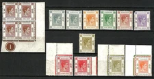 Hong Kong King GVI mint stamps to $1 some marginal, $1 is Chalk-surfaced paper,