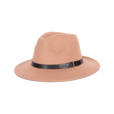 Klassischer Fedora Hut mit breitem Rand und Filzgürtelschnalle für ...