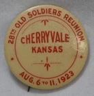 VTG 1923 28th Old Soldiers Reunion Kansas Pinback Button Badge Civil War Veteran