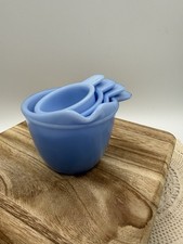 Vintage Jeanette Delphite Blue Nested 4 piece Measuring Cup Set