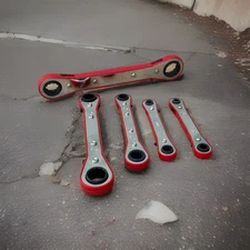 5pcs SAE Ratcheting Double Box End Wrenches Standard Ratchet Wrench Tool Set