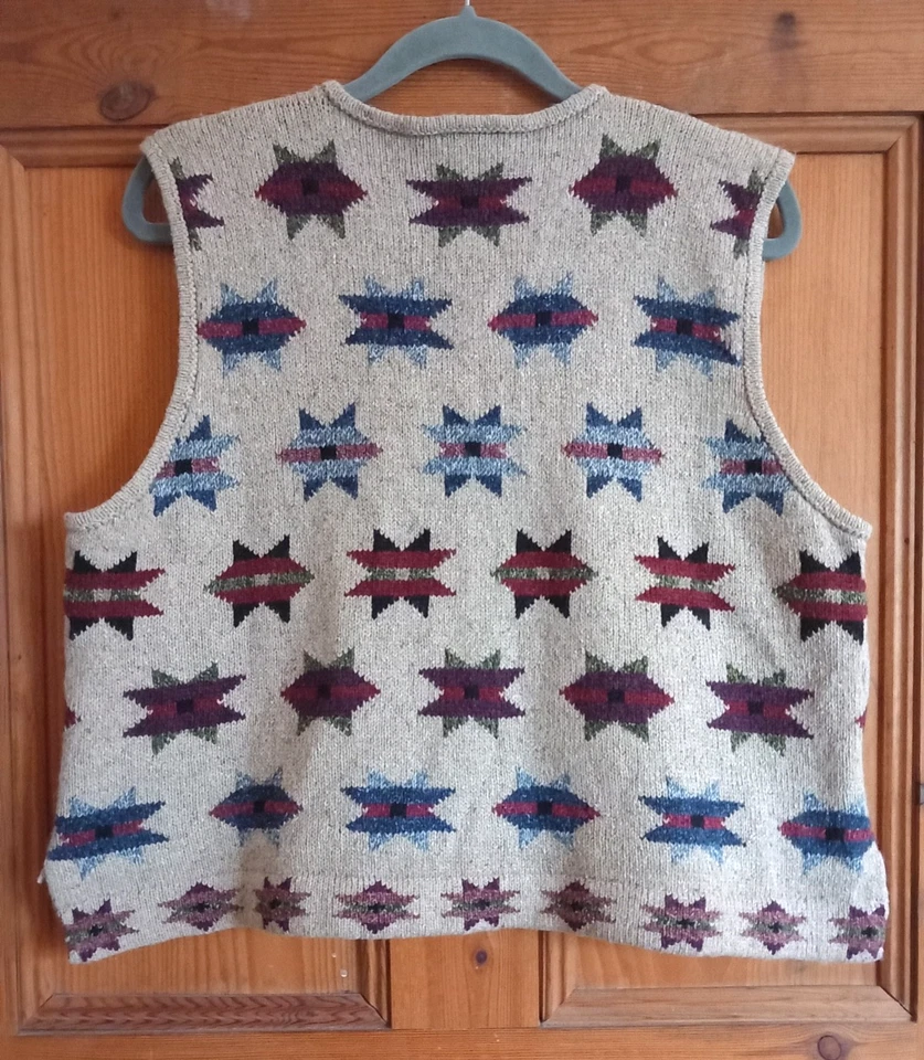 Elisabeth Gash Silk & Wool Cardigan Waistcoat Kaffe Fassett Circus Stars Pattern - Image 2 of 4