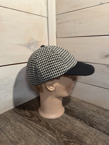 Vintage P-Brand Plaid Wool Houndstooth Check USA Made Baseball Cap One Size
