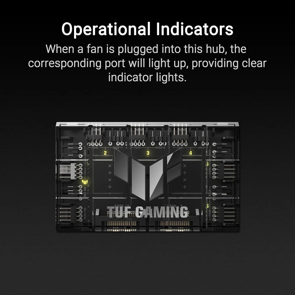 TUF Gaming ARGB PWM Fan Hub, 6 Ventole Collegabili per Il Controllo PWM E ARGB, - Immagine 4 di 4