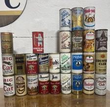 Vintage Steel Beer Cans - Lot Of 27 - Pabst Hudepohl Breunig’s Old Timers EMPTY