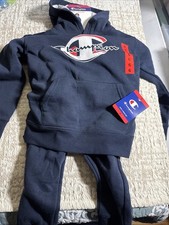 Champion Boys 2 Piece Sweatshirt/Athletic Fleece Pants Set Blue/Red/ White 6 NWT