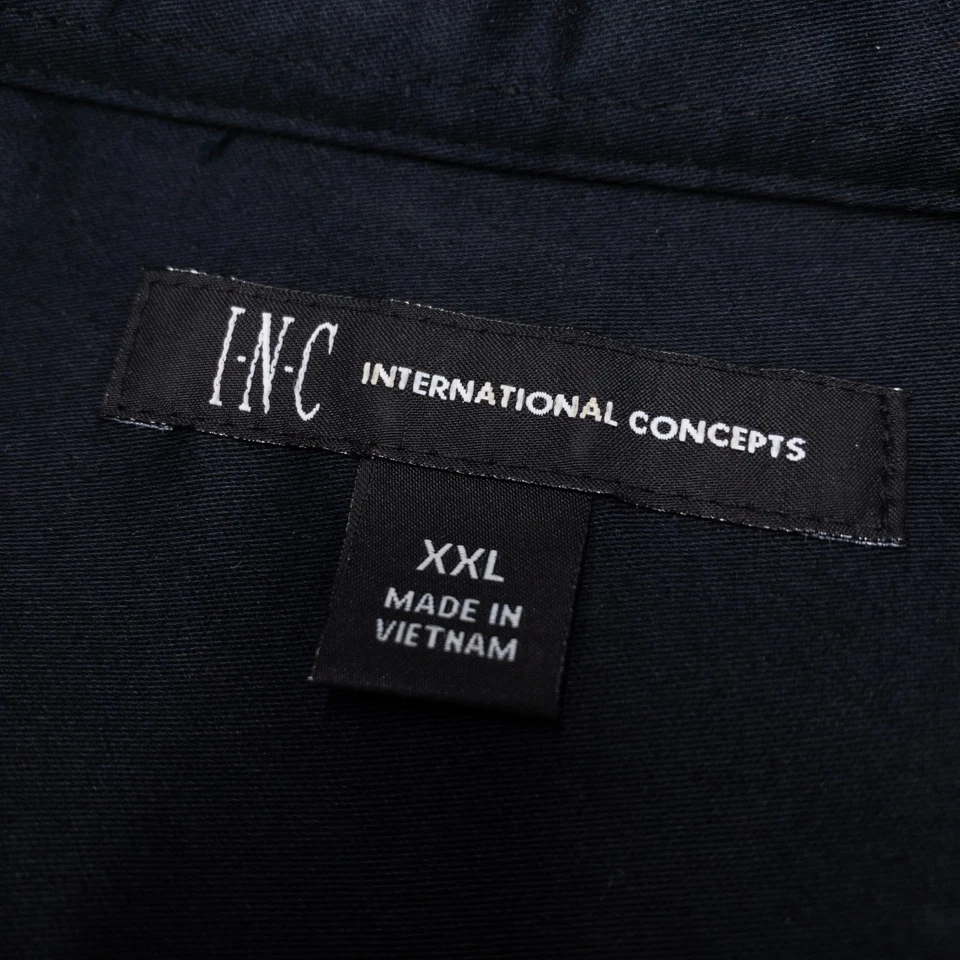 Camisa de cachemira INC International Concepts para hombre 2XL de terciopelo flocado texturizado negra Foto 4 de 4