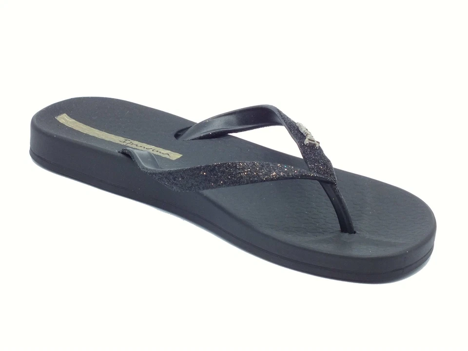 Ipanema 83140 Lolita Glitter Black Infradito con zeppa bassa per Donna in gomma - Imagen 2 de 3