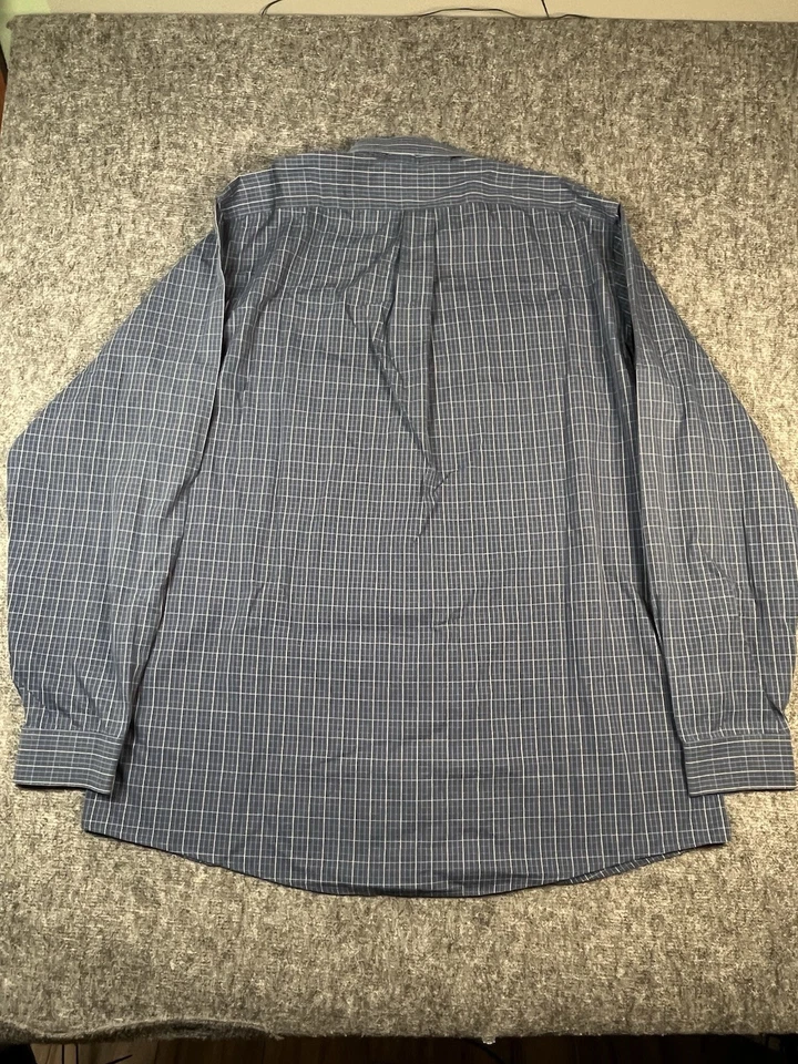 Eddie Bauer Button Shirt Men XLT Blue Plaid Cotton Long Sleeve Work School - Image 4 of 4