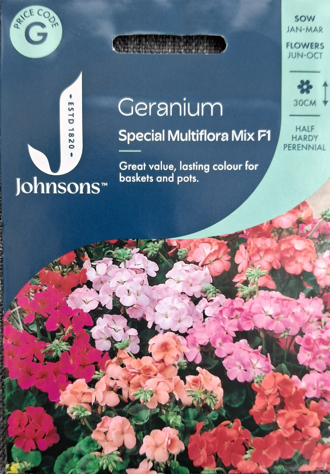 Geranium Seeds Special Multiflora Mix F1 by Johnsons