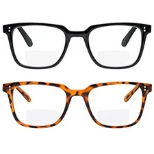 Yogo Vision 2 Pack Bifocal Reading Glasses Readers for Men Women Anti Glare
