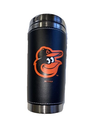 Baltimore Orioles MLB Leather Wrapped 16oz. Stainless Travel Tumbler New In Box