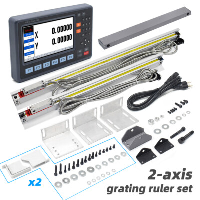 2 Axis DRO 8'' Large LCD Display + 2pc Linear Scale Glass Scales Encoder Full Set