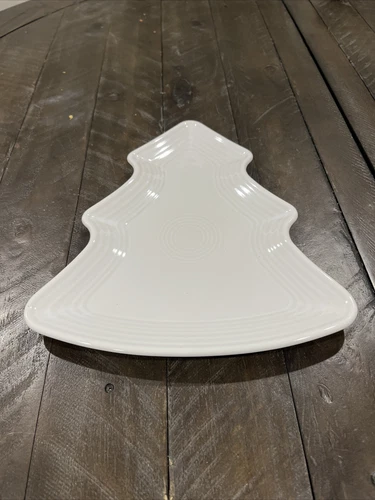 FIESTA Christmas 10" White Tree Plate Serving Platter HOLIDAY Cookie