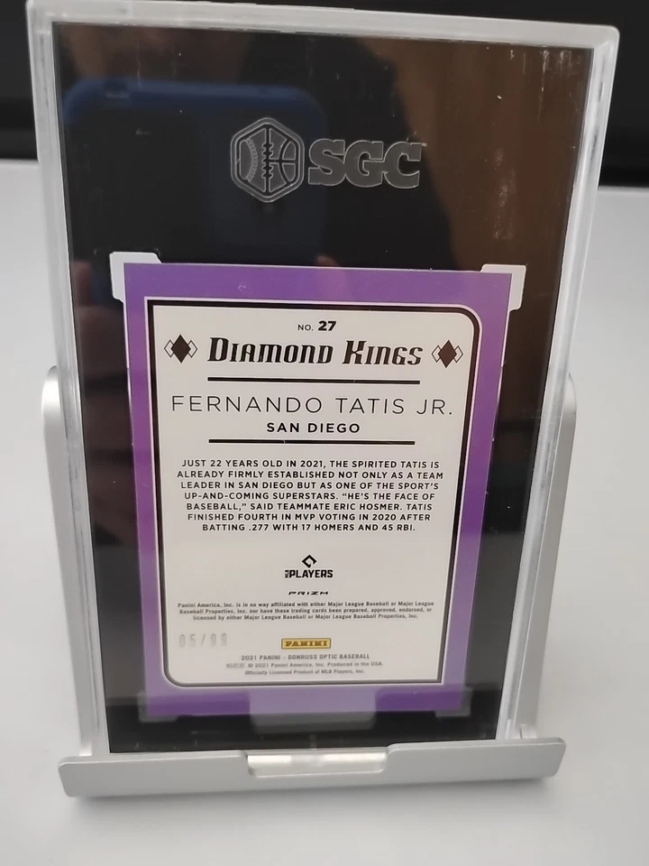 2021 Donruss Optic Blue Velocity #27 Fernando Tatis Jr. 5/99 SGC 8 - Image 3 of 4