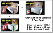 3 Boxes 1/4, 1/2, 1.00 oz. Wheel Weights Stick On Adhesive Tape 27 lbs Lead Free