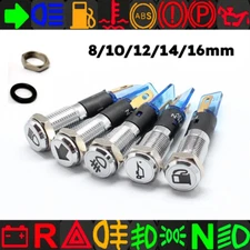 8 10 12 14mm Led Warning Pilot Light  12V LED Dash Panel Indicator Lamp Car Van