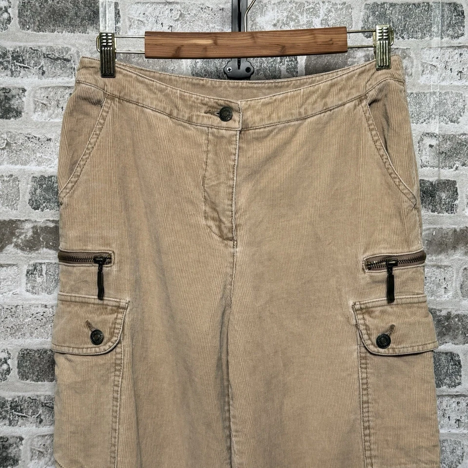 VTG Newport News Corduroy Wide Leg  Pants women Sz 6 Cargo Y2k Zip pockets Boho - Image 2 of 4