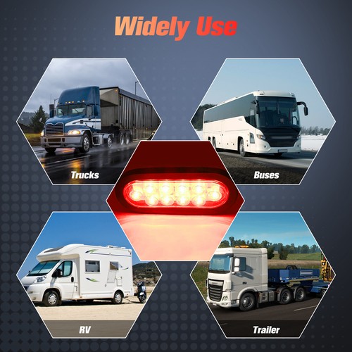 Truck LED Sealed RED 6" Oval Stop/Turn/Tail Light Marine Waterproof with 3-pin - Picture 6 of 14