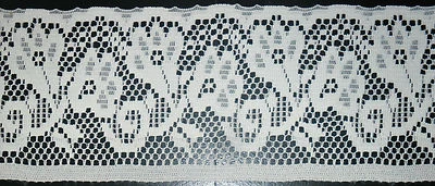 Creme Viskose Nylongewebe Spitzenbesatz 4" Breit, Spitze/Blumennetz, ART 2621 - Bild 1 von 3
