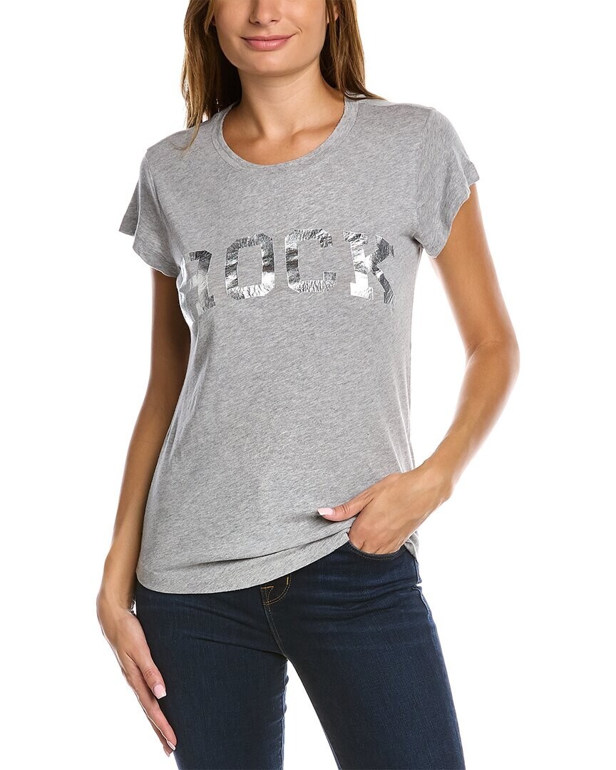 Zadig & Voltaire Silver Cracked Foil Rock Tee in Grey ( XS ) | eBay