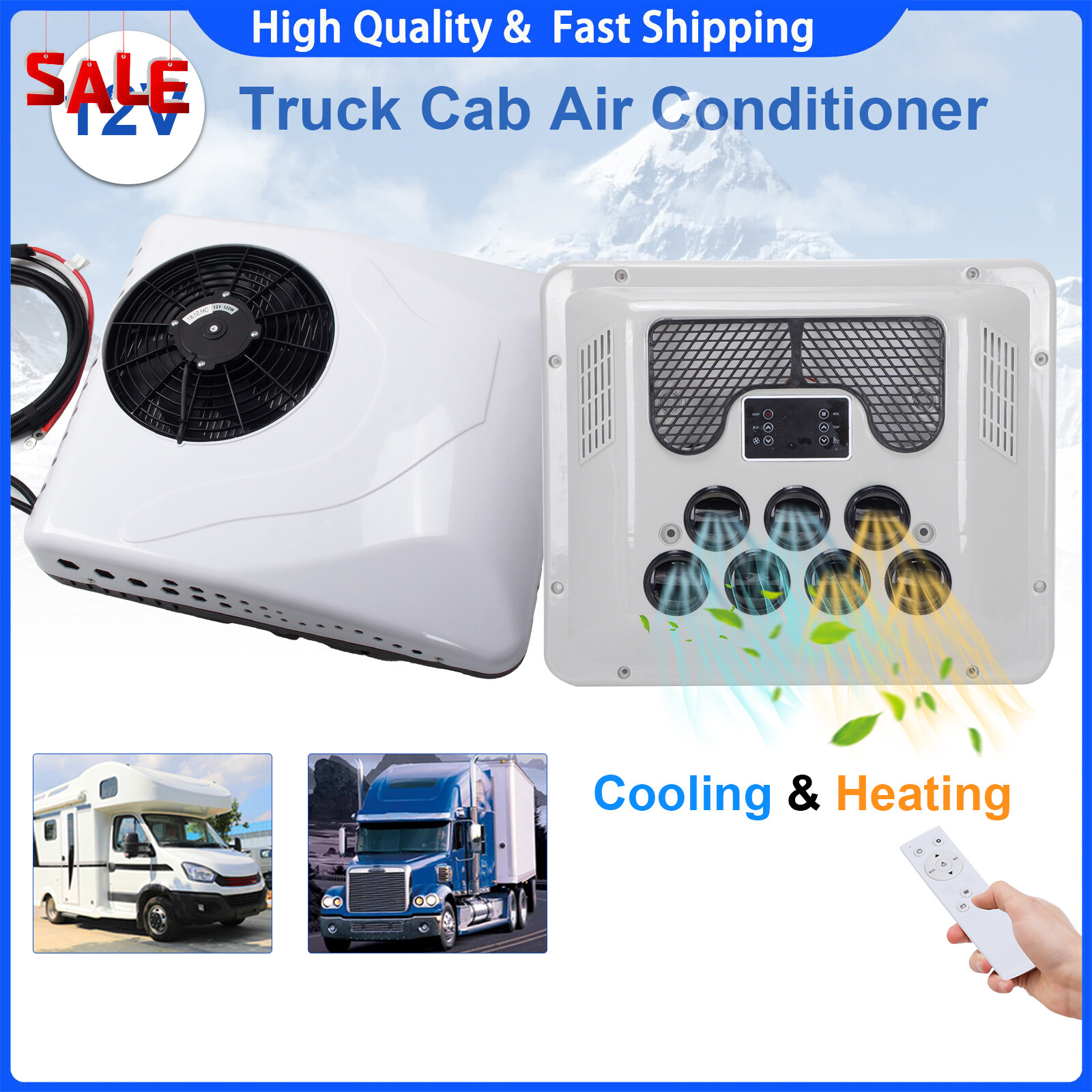 12V 13500 BTU Split AC for Semi Trucks Bus RV Caravan Cab Cooling-image
