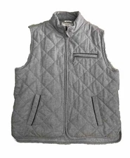 Jos A Banks Vest XL Gray Quilted Tailored Fit Wool Blend Full Zip Waistcoat