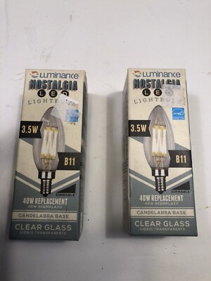 Luminance B11 Nostalgia LED Bulb 40 Watts  E12 Base   Clear  (2 Bulbs)