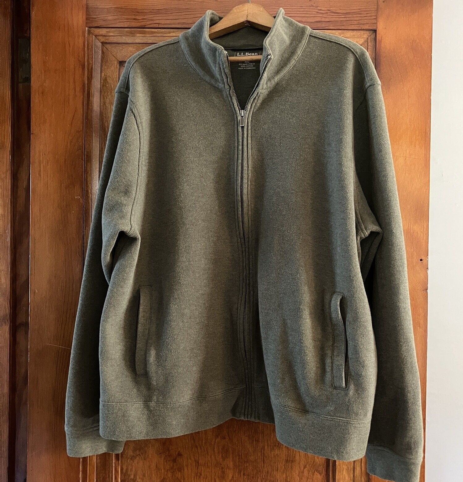 LL Bean Men's Sweater XL Full Zip Pockets Cotton … - image 1