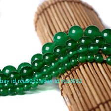 Natural Smooth Green Jade 6/8/10/12mm Round Gemstone Loose Beads 15'' Strand