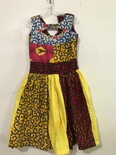 Floral African Size L Red Yellow Pink Navy Flare Women Flare Dress Stylish Cut