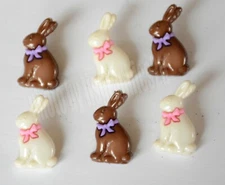 Chocolate Bunnies / Easter Candy Rabbit Shank Back Buttons / Jesse James