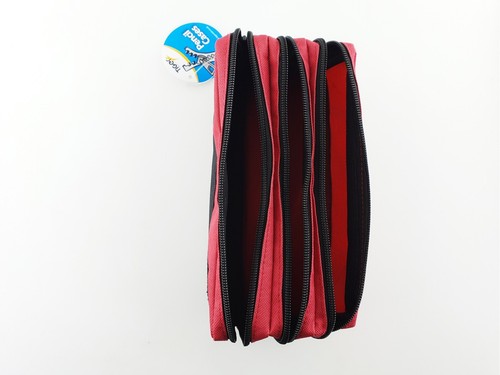 Dreifach Tasche Reißverschluss rechteckig groß Stoff Federmäppchen - ideal für die Schule  - Bild 4 von 11