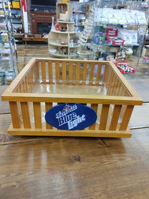 Labatt Blue Light WOOD 9 Bottle Holder With Plastic Liner to keep them ICED!!