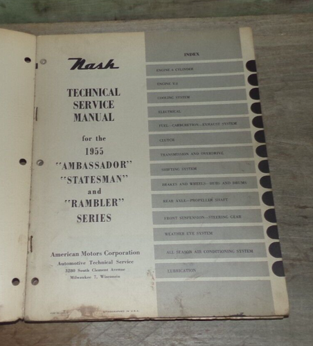 Nash 1955 Technical Service Manual Mechanical Vintage Original - Picture 3 of 8