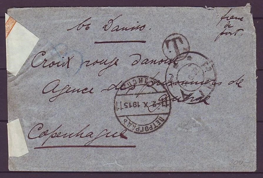 d3278/ Russia Illustrated Riga Red Cross Censor Cover v/Petrograd t/Denmark 1915 - Image 2 of 3
