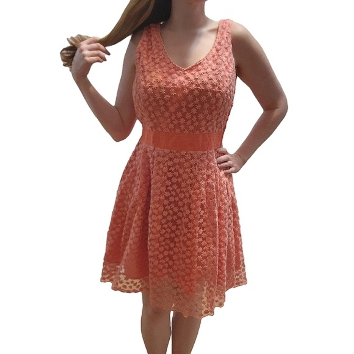 coral flare dress Blush & Coral Eyelet Long Sleeve Tunic Flare Dress Sail to Sable