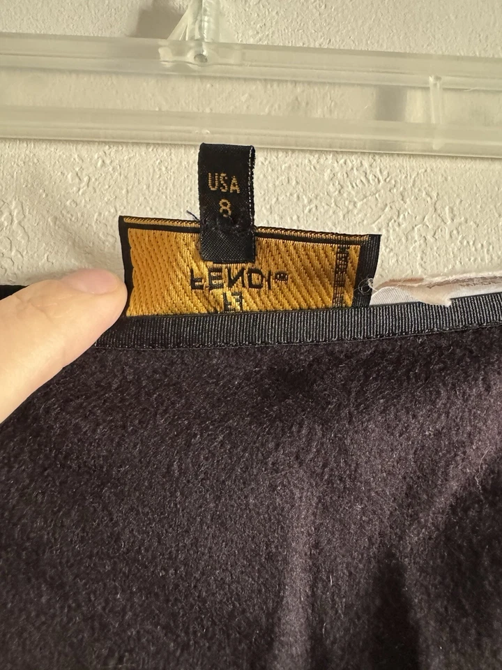 Vintage Fendi 100% Cashmere A-Line Midi Skirt, Size 42, US 8, Dark Purple Wool - Image 4 of 4