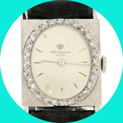 Jules Jurgensen Vintage 14K Gold Diamond Mechanical Watch Vintage Jules Jurgensen Genuine Diamond Ladies Watch, Swiss  main image 3