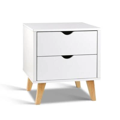 Artiss 2 Drawer Wooden Bedside Tables White
