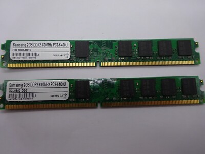 Samsung 4GB (2x2GB) DDR2 D2L0800-D2G 800Mhz PC2-6400U Low Profile #RX85