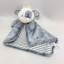 Aurora Baby Ebba Plush Cow Lovey Security Blanket Gray White Stripe Minky Soft