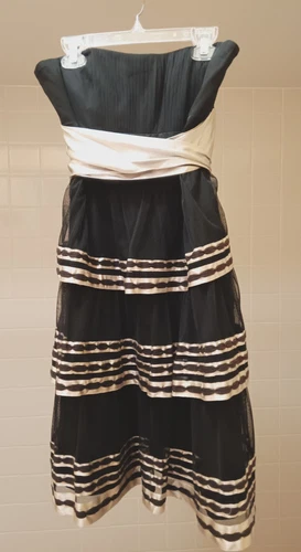 OFF WHITE Abito vestito corto nero e bianco sporco a righe taglia 6 saldi fuori produzione