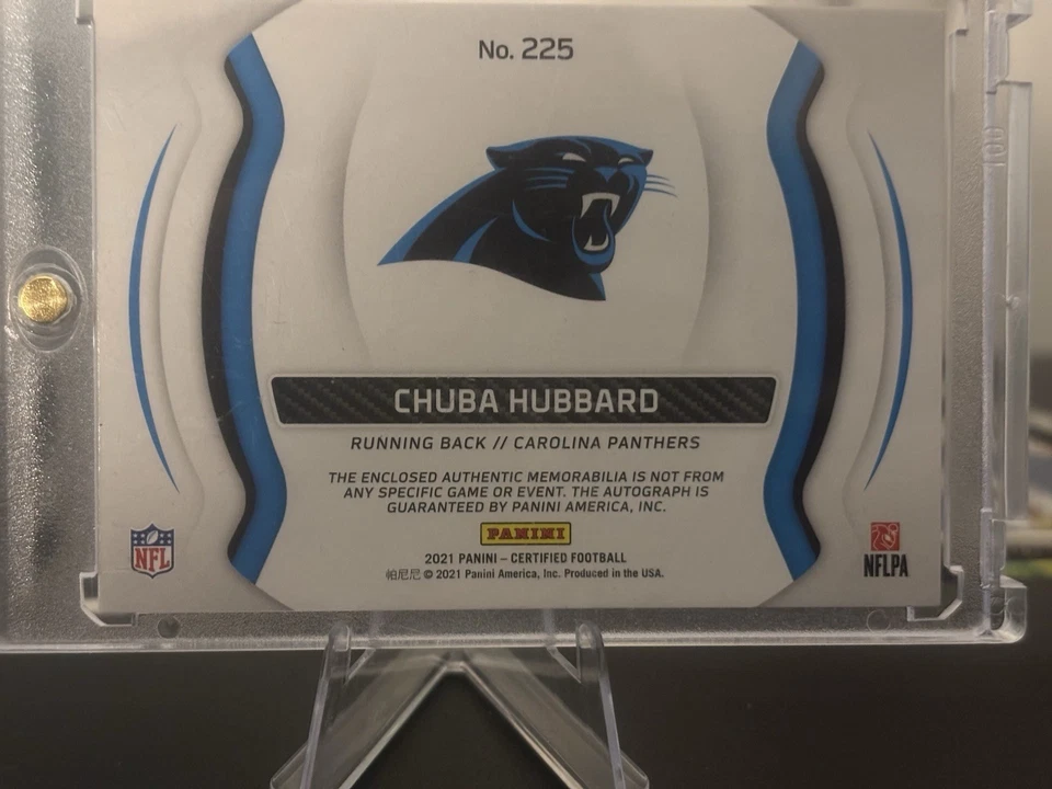 2021 Panini Certified - Freshman Fabric RPA Chuba Hubbard /25 Sick Patch - Image 3 of 4