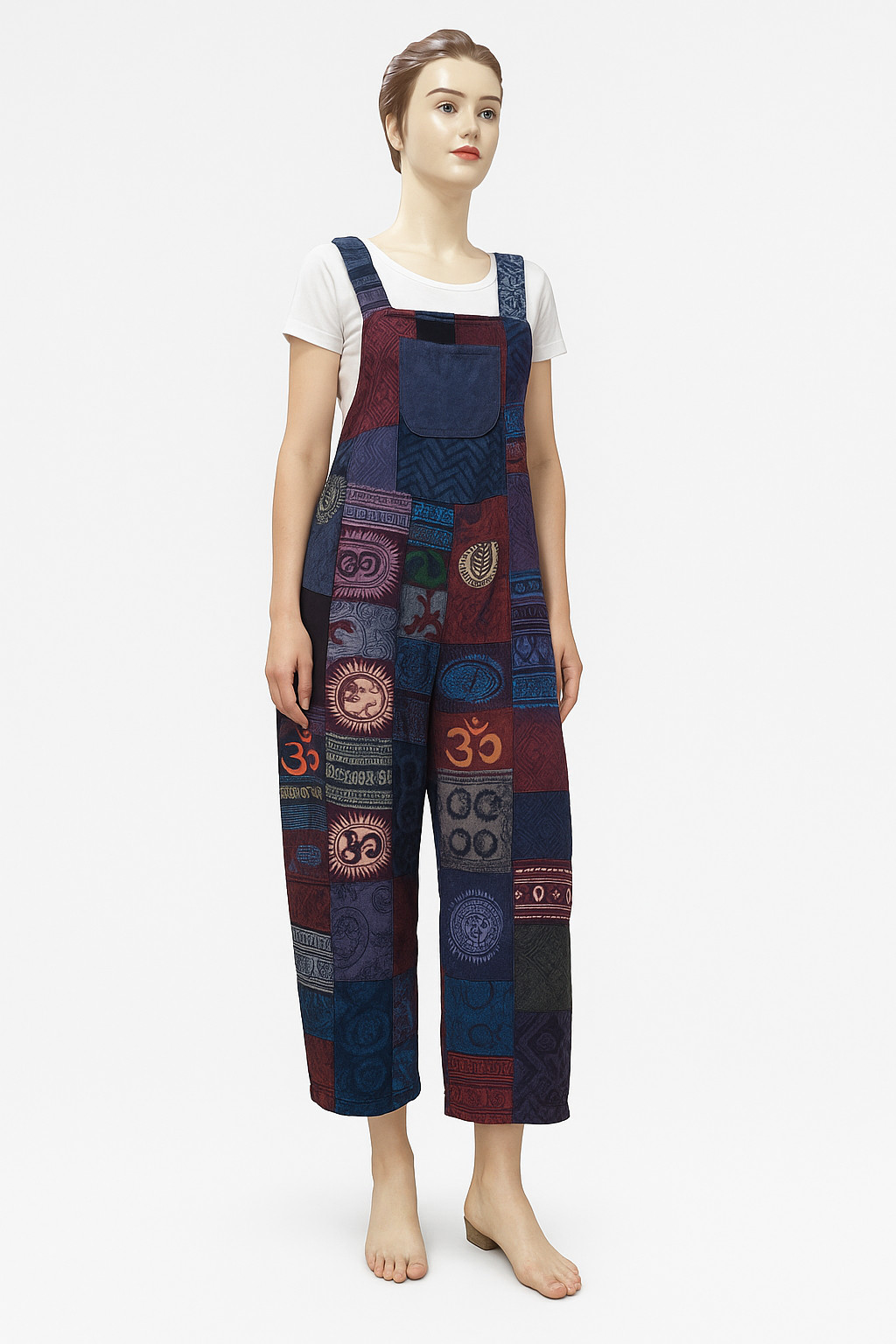 Mono de retazos de azafrán hecho a mano boho holgado retazos unisex maxi