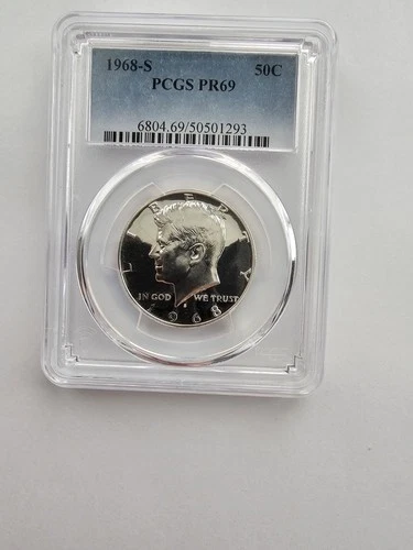SILVER 1968 S PR69 S MINT KENNEDY HALF DOLLAR GRADED PCGS 40% AG COIN