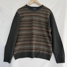 Vintage Brooks Brothers Sweater Mens Large Scottish Lambswool Fair Isle holes 